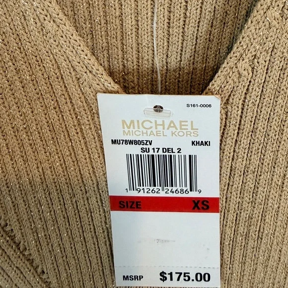 MICHAEL Michael Kors Gold / Khaki Sleeveless Knit Midi Dress - Picture 7 of 7